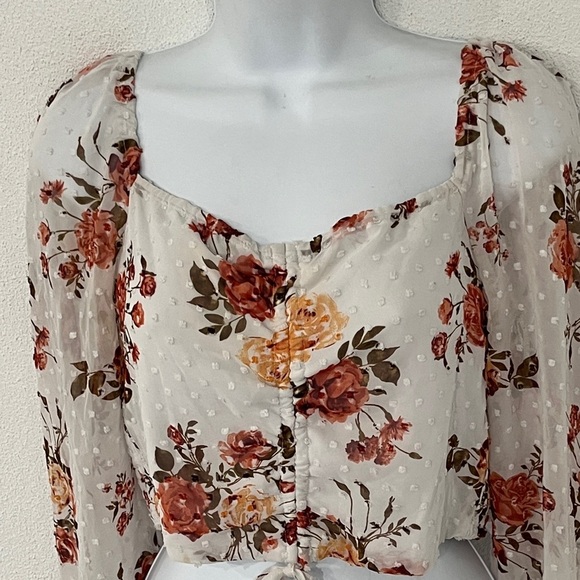 Rue 21 Floral Boho Crop Top Size M - Picture 3 of 6